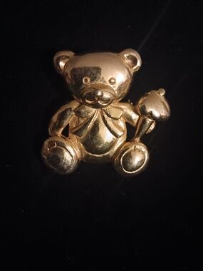 Gold Teddy Bear Brooch - Elegant Women’s Jewelry